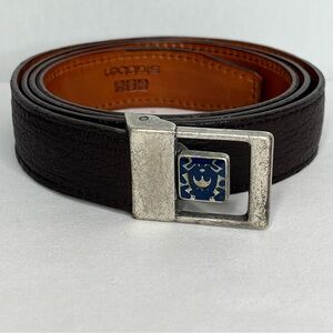 Stubben Brown Leather Belt with Silver Metal Buckle & Enamel Design. L- 42-44